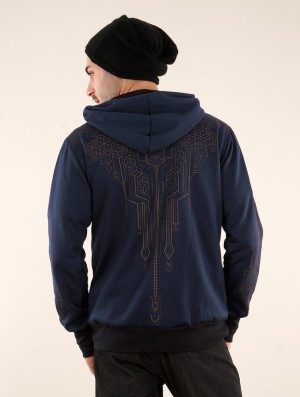 Toonzshop Aegnor Circuit Zipped Hoodie Hoodie Herr Blå | SKJPU-8209