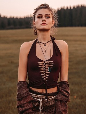 Toonzshop Afra Crop Top Blast Dam Mörkbruna | NTFAU-8410