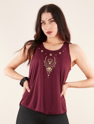 Toonzshop Alruwhani Printed Tank Top Linne Dam Guld | ELCZM-1308