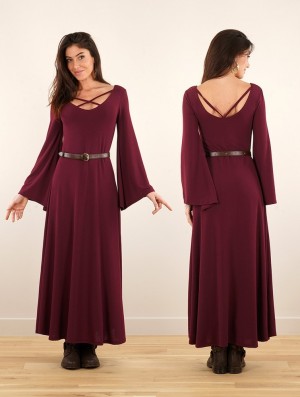 Toonzshop Black Moon Reversible Long Dress Klänning Dam Wine | VJSPI-2674