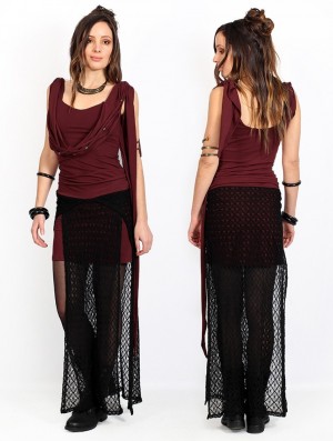 Toonzshop Creature Crochet Skirt Kjol Dam Wine | MSBAZ-7298