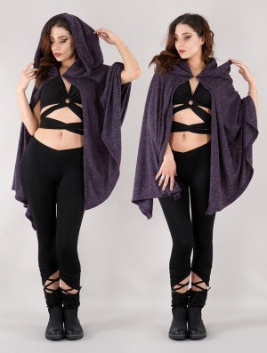 Toonzshop Danae Hooded Cape Ponchos Dam Lila | CPLET-6921