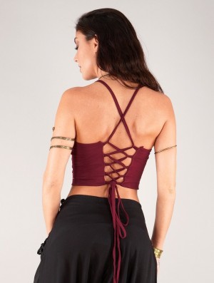 Toonzshop Dara Crop Top Bra BH Dam Wine | VNCAK-9746