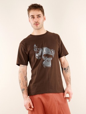 Toonzshop Dj Monkey Printed Short Sleeve T-shirt T-Shirt Herr Bruna | JAOYL-0396