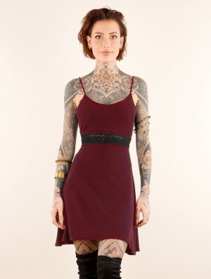 Toonzshop Düune Skater Dress With Crochet Klänning Dam Wine | QDTML-6573