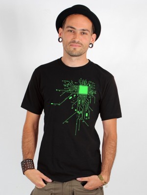 Toonzshop Electrosystem Printed Short Sleeve T-shirt T-Shirt Herr Svarta Gröna | GZODH-4096