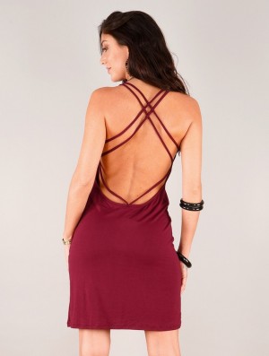 Toonzshop Emiko Bare Back Sleeveless Short Dress Klänning Dam Wine | ZNUVT-7286