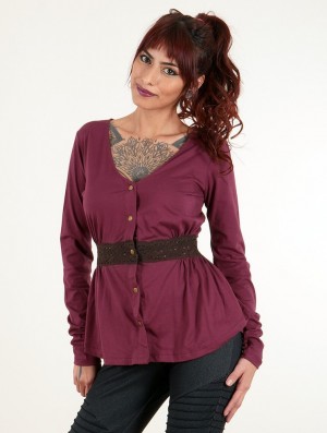 Toonzshop Heldaria Long Sleeve Peplum Top Blast Dam Wine | BQVGK-5841