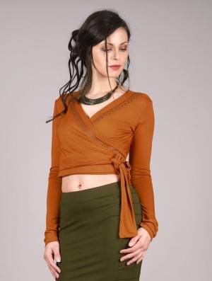 Toonzshop Irwaen Indie Long Sleeved Crop Top Blast Dam Rusty | QWATL-4591