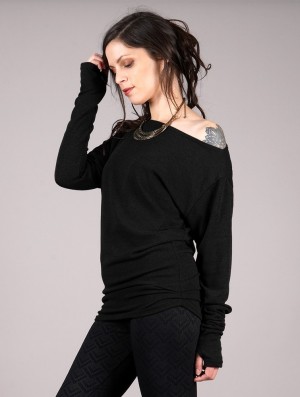 Toonzshop Kayäaz Batwing Sleeve Sweater Tröja Dam Svarta | ZLIJE-4923