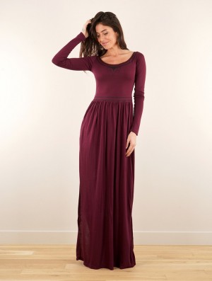 Toonzshop Lotus Artanis Long Sleeve Long Dress Dress Klänning Dam Wine | CTSMQ-7386