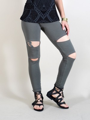 Toonzshop Mata Kaki Long Leggings Leggings Dam Tvätt Grå | MRGSI-6501