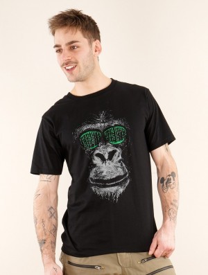 Toonzshop Matrix Gorilla Printed Short Sleeve T-shirt T-Shirt Herr Svarta | VGPQI-8372