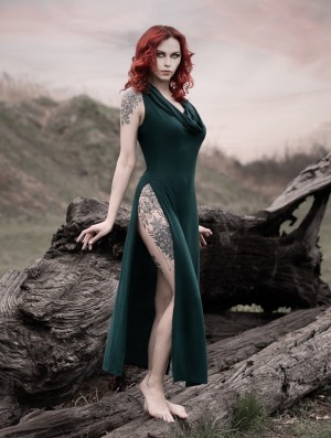 Toonzshop Nephilim Long Slit Dress Klänning Dam Påfågel | UVIDN-1243