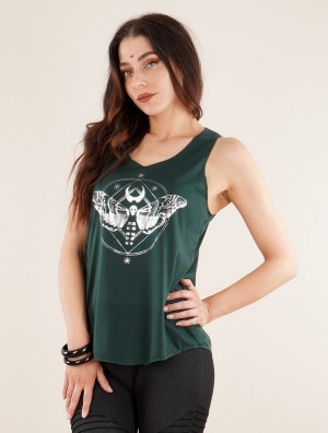 Toonzshop Nightmoth Printed Tank Top Linne Dam Silver | GDAQN-9641