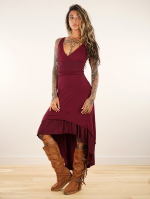 Toonzshop Nuria Midi Dress Klänning Dam Wine | GBAPK-0965