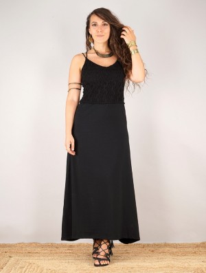 Toonzshop Nymph Long Dress With A Crochet Chest Klänning Dam Svarta | ZTJFC-0921