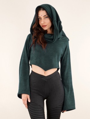 Toonzshop Obsidian Flared Sleeve Crop Sweater Tröja Dam Mörkblå | PCIBR-8013