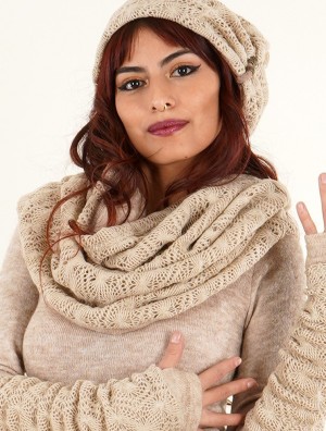 Toonzshop Oöna Crochet Snood Scarf Halsduk Dam Beige | HDVWT-8510