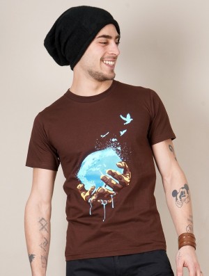 Toonzshop Planet Printed Short Sleeve T-shirt T-Shirt Herr Bruna | RHMLX-2164