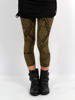 Toonzshop Rinji Africa Printed ¾ Leggings Leggings Dam Gröna | UTFKV-1273