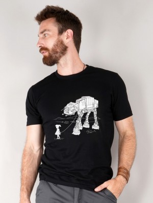 Toonzshop Robot Pet Printed Short Sleeve T-shirt T-Shirt Herr Svarta | GEHYZ-6357