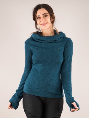 Toonzshop Sadiva Hooded Pullover Pullover Dam Teal | FIBPG-7549