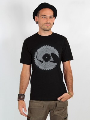 Toonzshop Saw Blade Dj Printed Short Sleeve T-shirt T-Shirt Herr Svarta | ZUXRA-7234