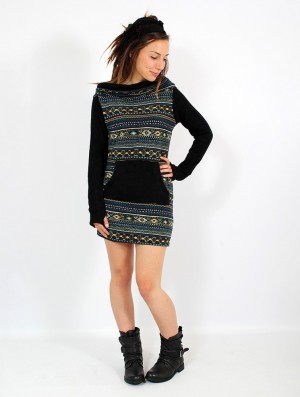 Toonzshop Suwanna Pirun Sweater Dress Klänning Dam Svarta | AJSYB-1897