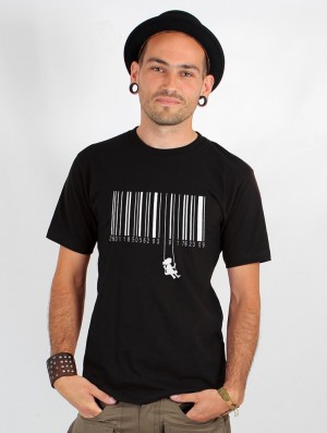 Toonzshop Swing Barcode Printed Short Sleeve T-shirt T-Shirt Herr Svarta | WHOUS-1097