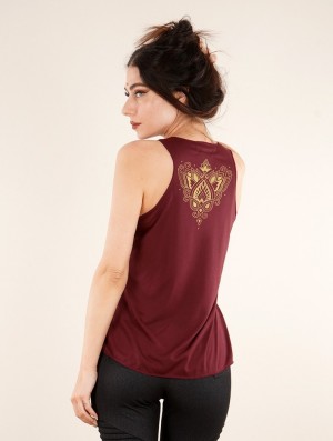 Toonzshop Talah Printed Tank Top Linne Dam Guld | EBVSD-5718