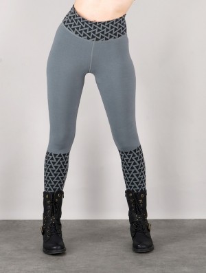 Toonzshop Tetris Printed Long Leggings Leggings Dam Ljusgrå | QWSUH-2683