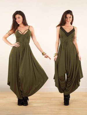 Toonzshop Topäaz Loose And Reversible Strappy Jumpsuit Jumpsuit Dam Khaki | KNRXH-5238