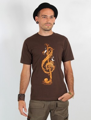 Toonzshop Vegetal Treble Clef Printed Short Sleeve T-shirt T-Shirt Herr Bruna | UVAJI-4280