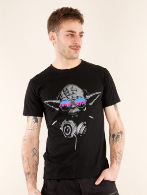 Toonzshop Yoda Master Printed Short Sleeve T-shirt T-Shirt Herr Svarta | VRIBC-0521