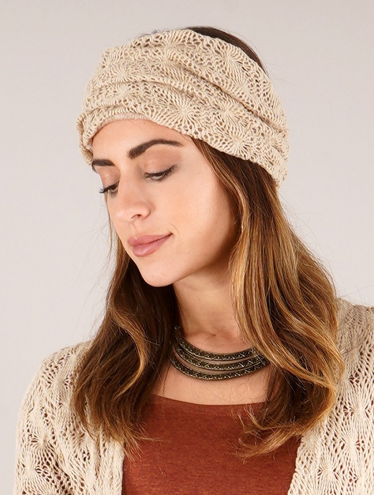 Toonzshop Aikköo Crochet Headband Hatt Dam Beige | DIBPE-9168