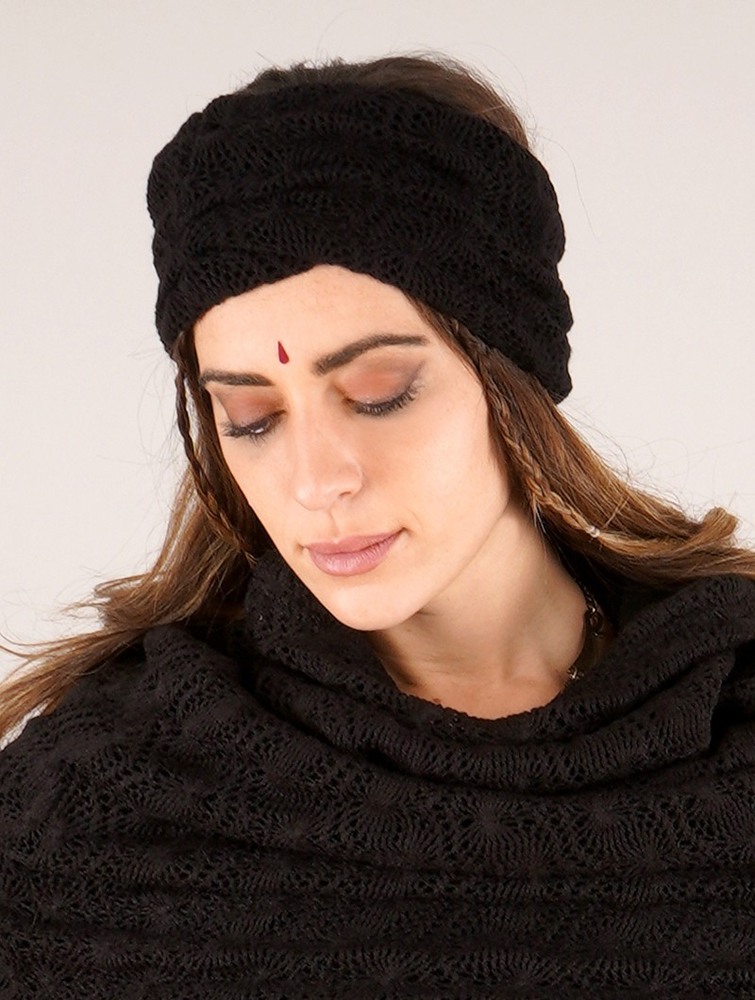 Toonzshop Aikköo Crochet Headband Hatt Dam Svarta | TLRAB-0724