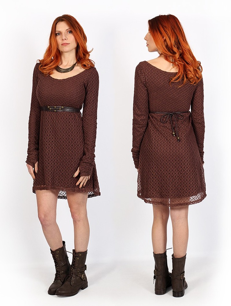 Toonzshop Alchemÿa Crochet Lining Dress Klänning Dam Bruna | IMNXE-9172