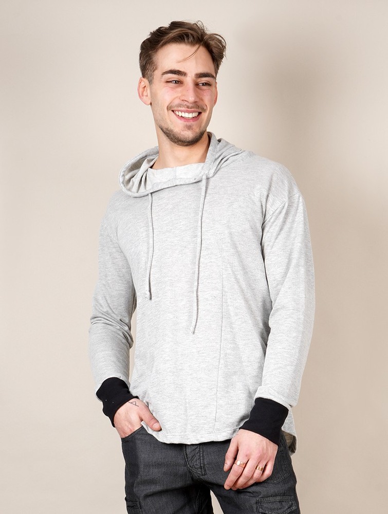 Toonzshop Aldaron Hooded Long Sleeve Shirt Skjorta Herr Ljusgrå | DESZP-1378