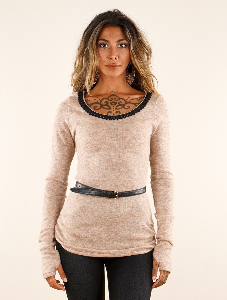 Toonzshop Aëlys Pullover Pullover Dam Beige | IEKCH-6521