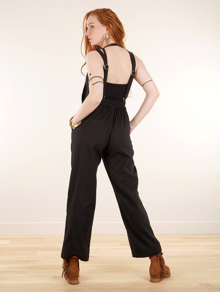 Toonzshop Anardil Strappy Bar Back Jumpsuit With Crochet Jumpsuit Dam Svarta | BYKIJ-3625