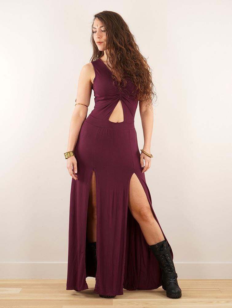 Toonzshop Andreas Long Split Strappy Dress Klänning Dam Wine | BUXIZ-7642