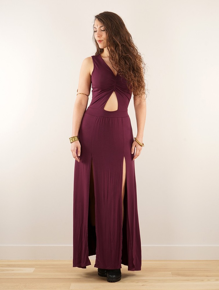 Toonzshop Andreas Long Split Strappy Dress Klänning Dam Wine | BUXIZ-7642