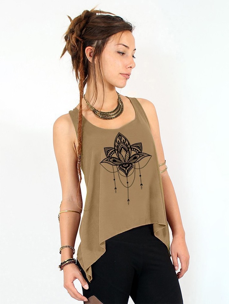 Toonzshop Anitaya Printed Knotted Tank Top Linne Dam | BVTGK-7615