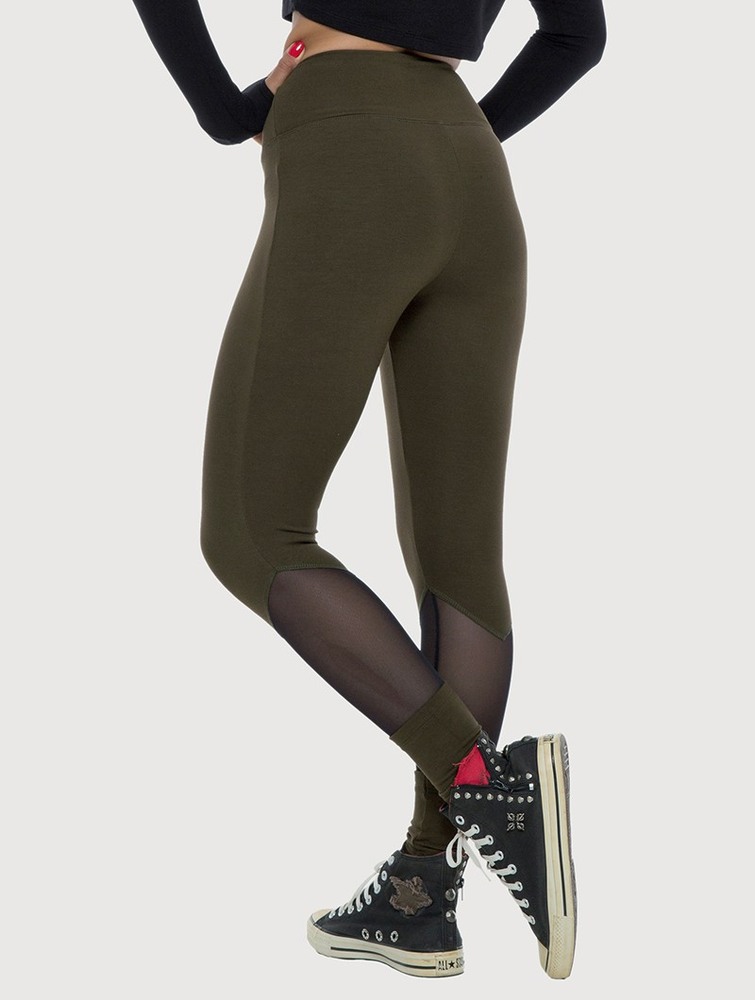 Toonzshop Arrow Mesh Insert Long Leggings Leggings Dam Mörkgröna | PNFRZ-5102