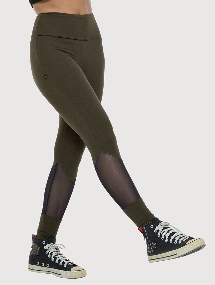 Toonzshop Arrow Mesh Insert Long Leggings Leggings Dam Mörkgröna | PNFRZ-5102