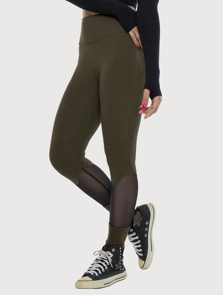 Toonzshop Arrow Mesh Insert Long Leggings Leggings Dam Mörkgröna | PNFRZ-5102