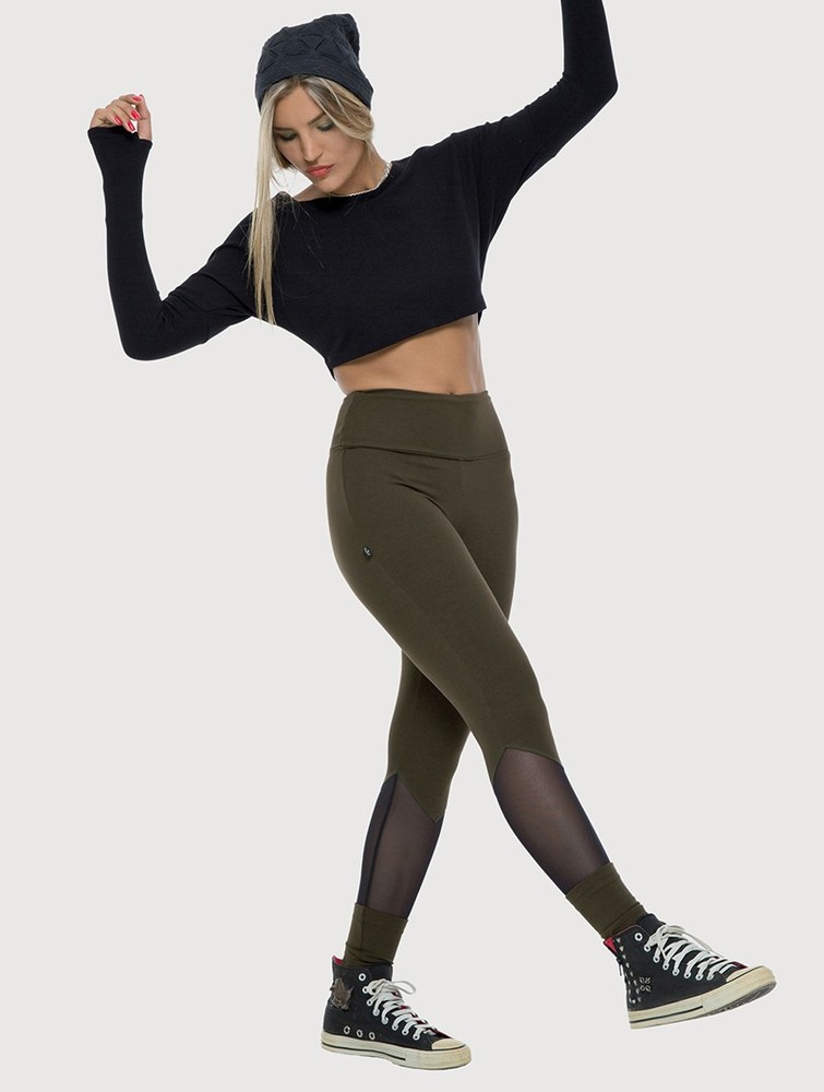 Toonzshop Arrow Mesh Insert Long Leggings Leggings Dam Mörkgröna | PNFRZ-5102