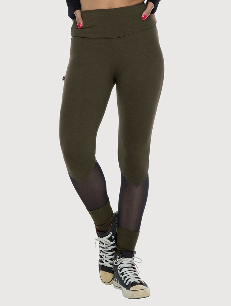 Toonzshop Arrow Mesh Insert Long Leggings Leggings Dam Mörkgröna | PNFRZ-5102