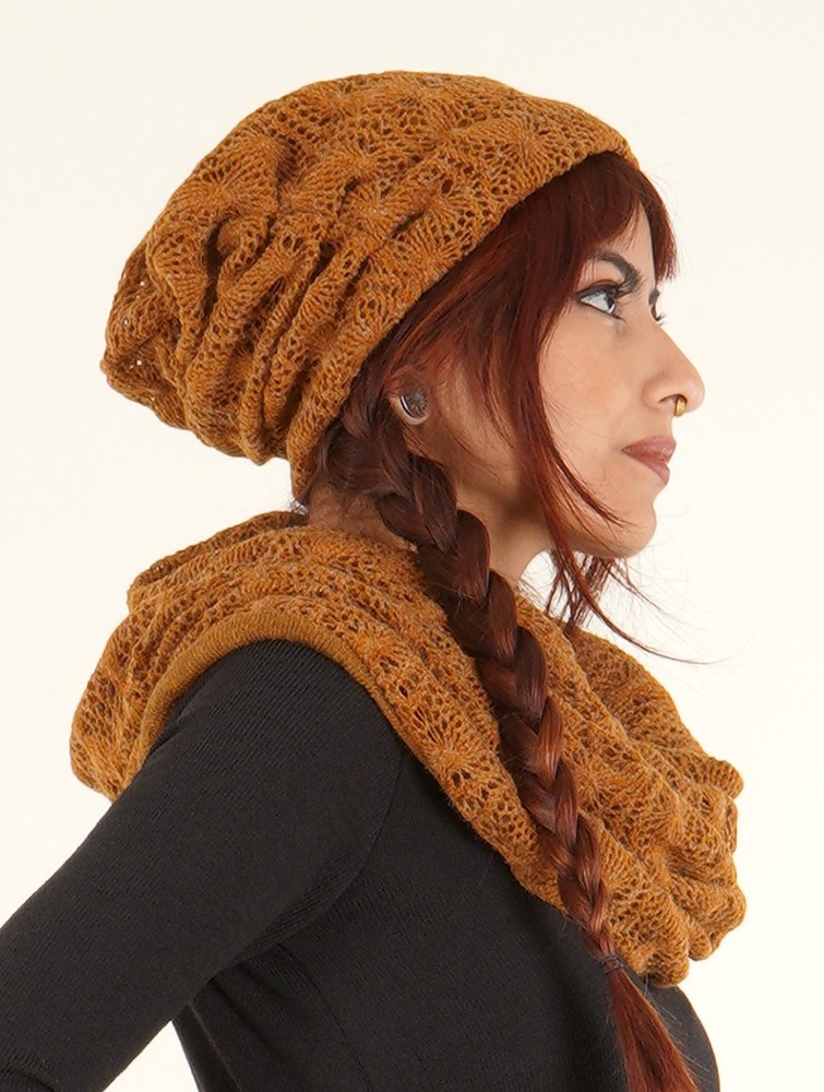 Toonzshop Aslan Pleated Crochet Beanie Mössa Dam Rusty | TDBNC-6213